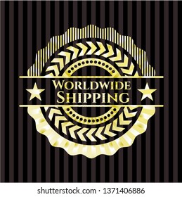 Worldwide Shipping gold shiny emblem