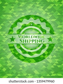 Worldwide Shipping green mosaic emblem