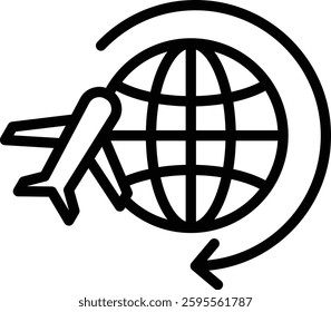 Worldwide Shipping Icon Outline Vector Illustration