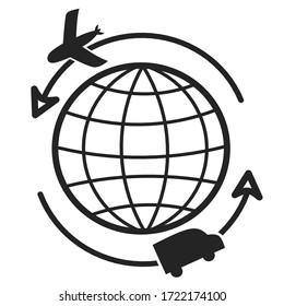 worldwide shipping icon. simple illustration