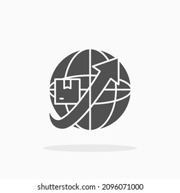 Weltweites Versandsymbol. Solid oder glyph Stil. Vektorgrafik. Dieses Symbol für Ihr Projekt genießen