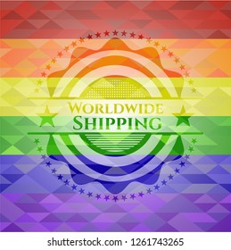 Worldwide Shipping lgbt colors emblem 