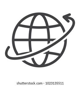 Worldwide shipping line icon, logistic and delivery, around world sign vector graphics, a linear pattern on a white background, eps 10.