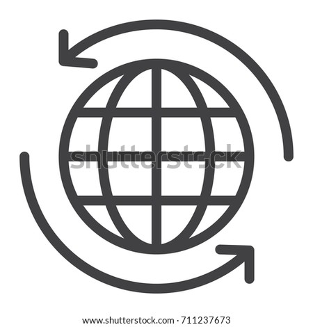 Worldwide Shipping line icon, outline vector sign, linear style pictogram isolated on white. Symbol, logo illustration. Editable stroke.Pixel perfect graphics