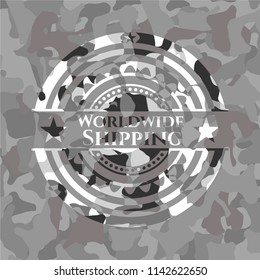 Worldwide Shipping on grey camo texture