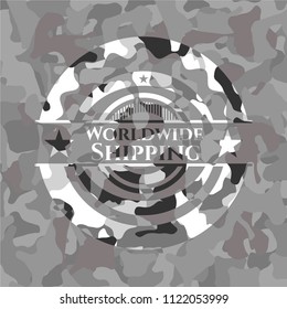 Worldwide Shipping on grey camouflage pattern