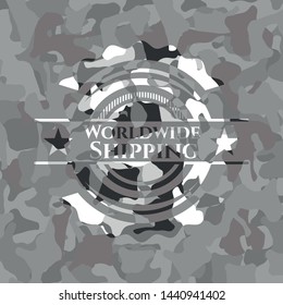 Worldwide Shipping on grey camouflage pattern