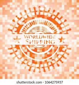 Worldwide Shipping orange mosaic emblem