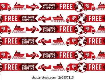 Worldwide shipping pattern design - freehand drawing vector Illustration