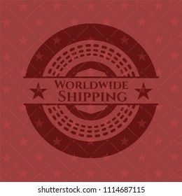 Worldwide Shipping retro red emblem