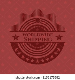 Worldwide Shipping retro style red emblem