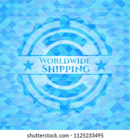Worldwide Shipping sky blue mosaic emblem