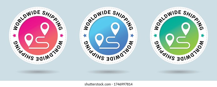 Worldwide Shipping stamp vector illustration. Vector certificate icon. Set of 3 beautiful color gradients. Vector combination for certificate in flat style.
