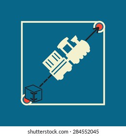 Worldwide Shipping, Transportation, Mail Delivery by Railway, Train Service.. Vector Illustration