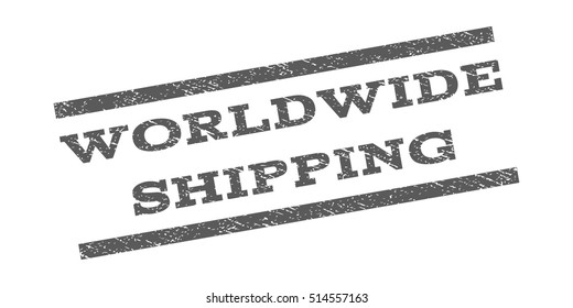 Worldwide Shipping watermark stamp. Text tag between parallel lines with grunge design style. Rubber seal stamp with scratched texture. Vector grey color ink imprint on a white background.