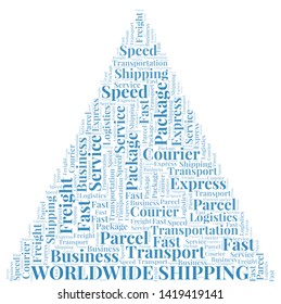 Worldwide Shipping word cloud. Wordcloud made with text only.