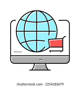 worldwide shopping color icon vector. worldwide shopping sign. isolated symbol illustration