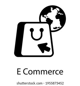Compra a nivel mundial, icono del ecommerce en el diseño de glifos editable 