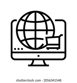 worldwide shopping line icon vector. worldwide shopping sign. isolated contour symbol black illustration