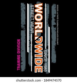 WORLDWIDE slogan tee graphic typography for print t shirt,illustration,stock vector,art,style