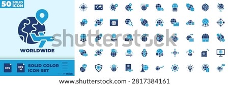 Worldwide Solid Color Editable Icons set