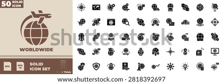 Worldwide Solid Editable Icons set