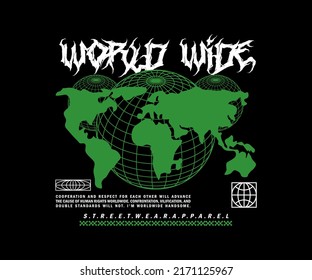 worldwide streetwear graphic design abstract illustration, for hoodie, urban style design, t shirt, etc