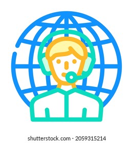 vector de icono de color compatible con todo el mundo. signo de soporte internacional. ilustración de símbolo aislado