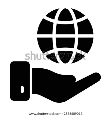 Worldwide Support Glyph Icon Design For Personal And Commercial Use