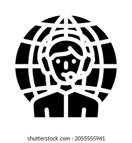 compatibilidad mundial con el vector de iconos glifos. signo de soporte internacional. símbolo de contorno aislado ilustración negra