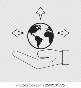 Worldwide Support Vector Line Icon Design.