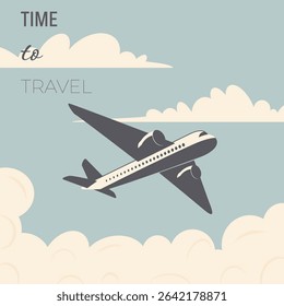 Worldwide travel concept with airplane in the clouds and copy space
