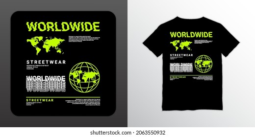 worldwide t-shirt design, suitable for screen printing, jackets and others