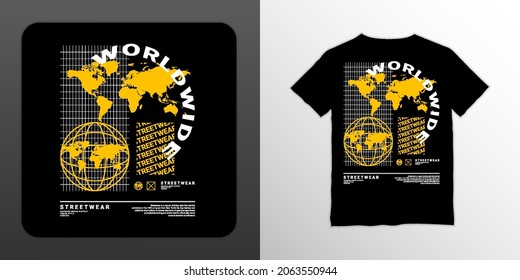 worldwide t-shirt design, suitable for screen printing, jackets and others