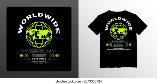 worldwide t-shirt design, suitable for screen printing, jackets and others