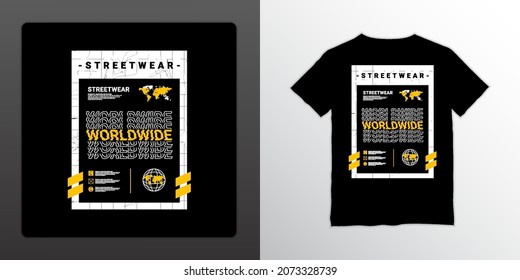 worldwide t-shirt design, suitable for screen printing, jackets and others