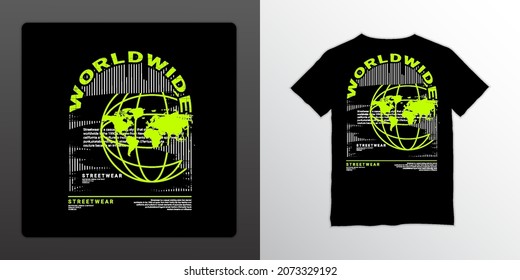 worldwide t-shirt design, suitable for screen printing, jackets and others