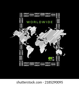 worldwide typography for print t shirt and apparel abstract design. Vector print, typography, poster. 