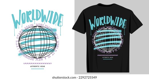 Worldwide typography urban style street wear. Vector illustration design for fashion graphics, prints, t shirts.