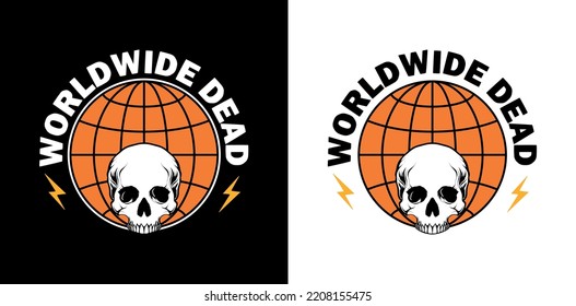 Worldwide Vector. Worldwide Dead. Skull, Electric, World, Dead. Trippy Skull Logo Free Vector