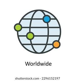 Worldwide  Vector   Fill outline Icons. Simple stock illustration stock