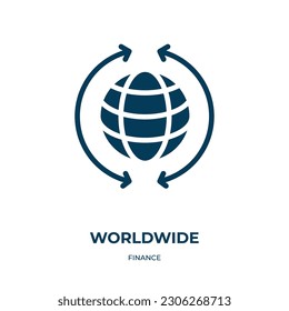 worldwide vector icon. worldwide, communication, globe filled icons from flat finance concept. Isolated black glyph icon, vector illustration symbol element for web design and mobile apps
