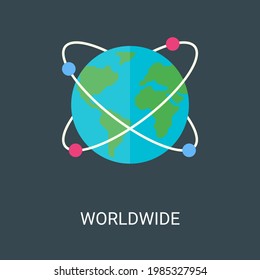 Fondo de ilustración vectorial mundial en estilo plano. Adecuado para banners web, medios sociales, postales, presentación y muchos más.
