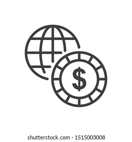 worldwide vector outline icon. Illustration style EPS 10 file format 