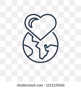 Worldwide vector outline icon isolated on transparent background, high quality linear Worldwide transparency concept can be used web and mobile