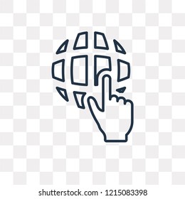 Worldwide vector outline icon isolated on transparent background, high quality linear Worldwide transparency concept can be used web and mobile