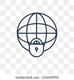 Worldwide vector outline icon isolated on transparent background, high quality linear Worldwide transparency concept can be used web and mobile
