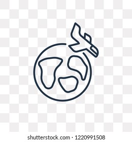 Worldwide vector outline icon isolated on transparent background, high quality linear Worldwide transparency concept can be used web and mobile
