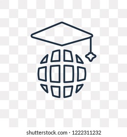 Worldwide vector outline icon isolated on transparent background, high quality linear Worldwide transparency concept can be used web and mobile