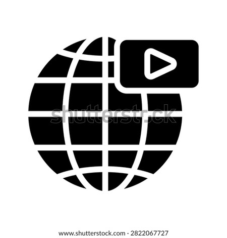 Worldwide Video Icon for Internet Streaming and Digital Media, white background vector illustration eps10